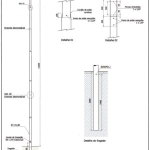 Poste reto Engastado 22MT
