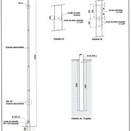 Poste reto Engastado 23MT