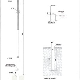 Poste reto Engastado 9MT
