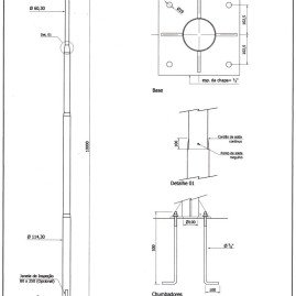 Poste reto com base e chumbador 10MT