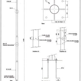 Poste reto com base e chumbador 11MT