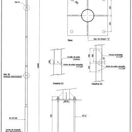 Poste reto com base e chumbador 16MT