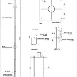 Poste reto com base e chumbador 22MT