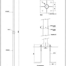Poste reto com base e chumbador 3MT
