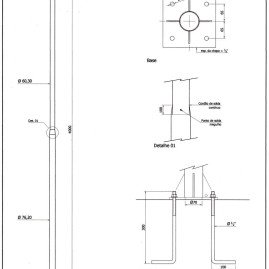 Poste reto com base e chumbador 4MT