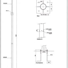 Poste reto com base e chumbador 5MT