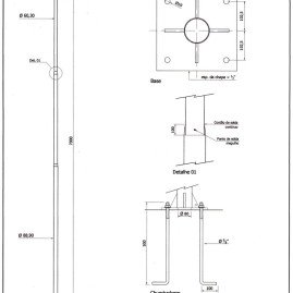 Poste reto com base e chumbador 7MT