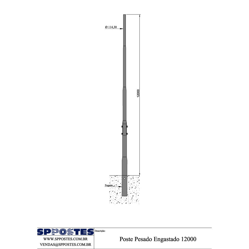 Poste Pesado Engastado - 12m