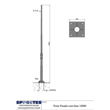 Poste Pesado com Base – 10m