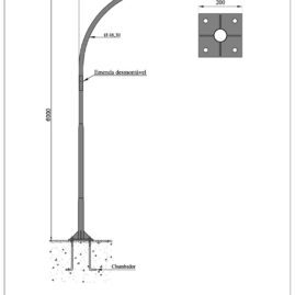 Poste de Iluminação Pública - Curvo Simples 6 Metros Chumbador