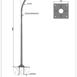 Poste de Iluminação Pública - Curvo Simples 9 Metros Chumbador