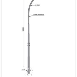 Poste de Iluminação Pública - 10 Metros Curvo Simples Engastado