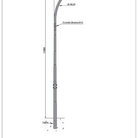 Poste de Iluminação Pública - 11 Metros Curvo Simples Engastado