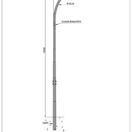 Poste de Iluminação Pública - 12 Metros Curvo Simples Engastado