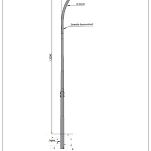 Poste de Iluminação Pública - 12 Metros Curvo Simples Engastado