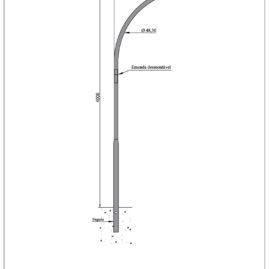 Poste de Iluminação Pública - 4 Metros Curvo Simples Engastado