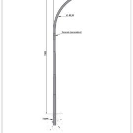 Poste de Iluminação Pública - 7 Metros Curvo Simples Engastado