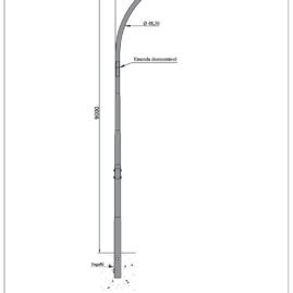 Poste de Iluminação Pública - 9 Metros Curvo Simples Engastado