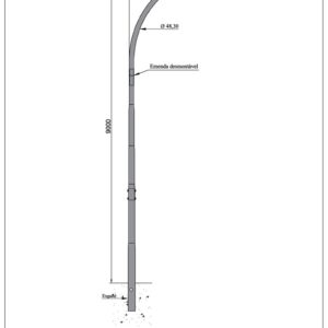 Poste de Iluminação Pública - 9 Metros Curvo Simples Engastado