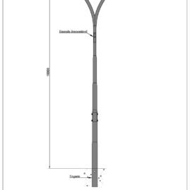 Poste de Iluminação Pública - Curvo duplo 10 Metros Engastado