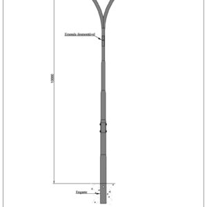 Poste de Iluminação Pública - Curvo duplo 10 Metros Engastado