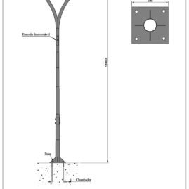 Poste de Iluminação Pública - Curvo duplo 11 Metros Chumbador