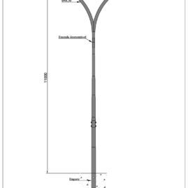 Poste de Iluminação Pública - Curvo duplo 11 Metros Engastado