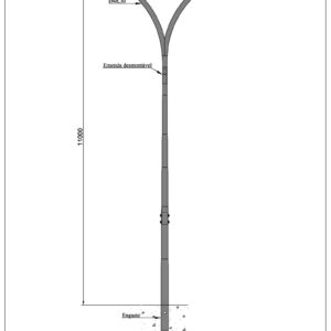Poste de Iluminação Pública - Curvo duplo 11 Metros Engastado