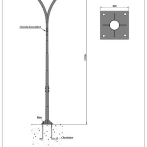 Poste de Iluminação Pública - Curvo duplo 12 Metros Chumbador