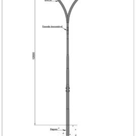 Poste de Iluminação Pública - Curvo duplo 12 Metros Engastado