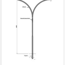 Poste de Iluminação Pública - Curvo duplo 4 Metros Engastado