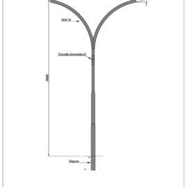 Poste de Iluminação Pública - Curvo duplo 5 Metros Engastado