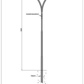 Poste de Iluminação Pública - Curvo duplo 6 Metros Engastado