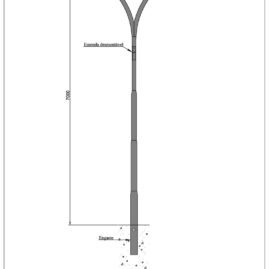 Poste de Iluminação Pública - Curvo duplo 7 Metros Engastado