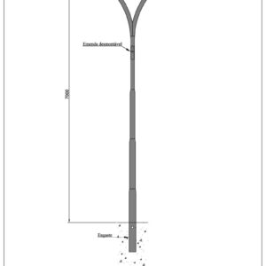 Poste de Iluminação Pública - Curvo duplo 7 Metros Engastado
