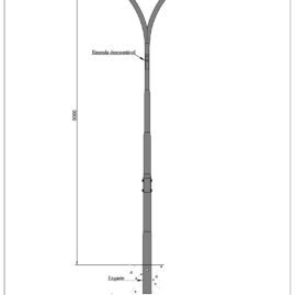 Poste de Iluminação Pública - Curvo duplo 9 Metros Engastado